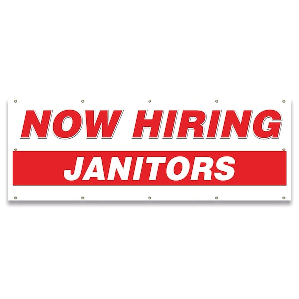 Signmission Now Hiring Janitors Banner Apply Inside Accepting Application Single Sided B-120-30264 - main
